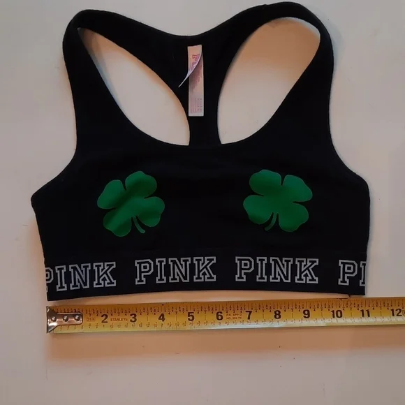 Victoria's Secret Pink St Patricks Day shamrock sports bra extra small - Picture 9 of 9